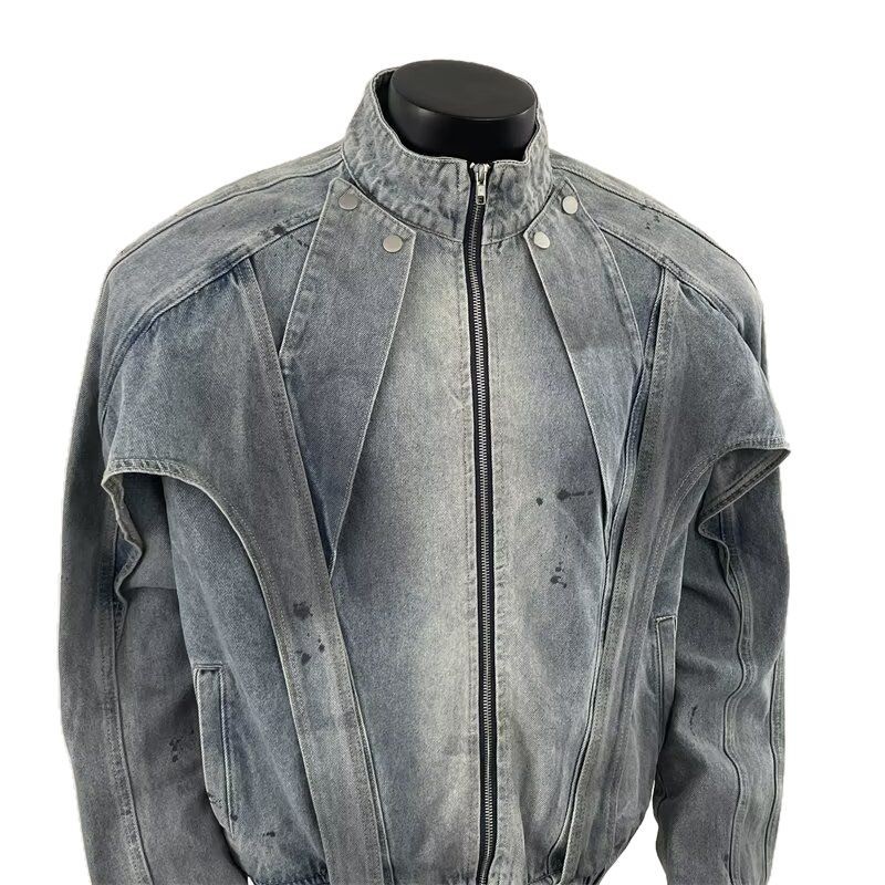Street Fashion Vibes - Distressed Dirty Denim Jacket Men American