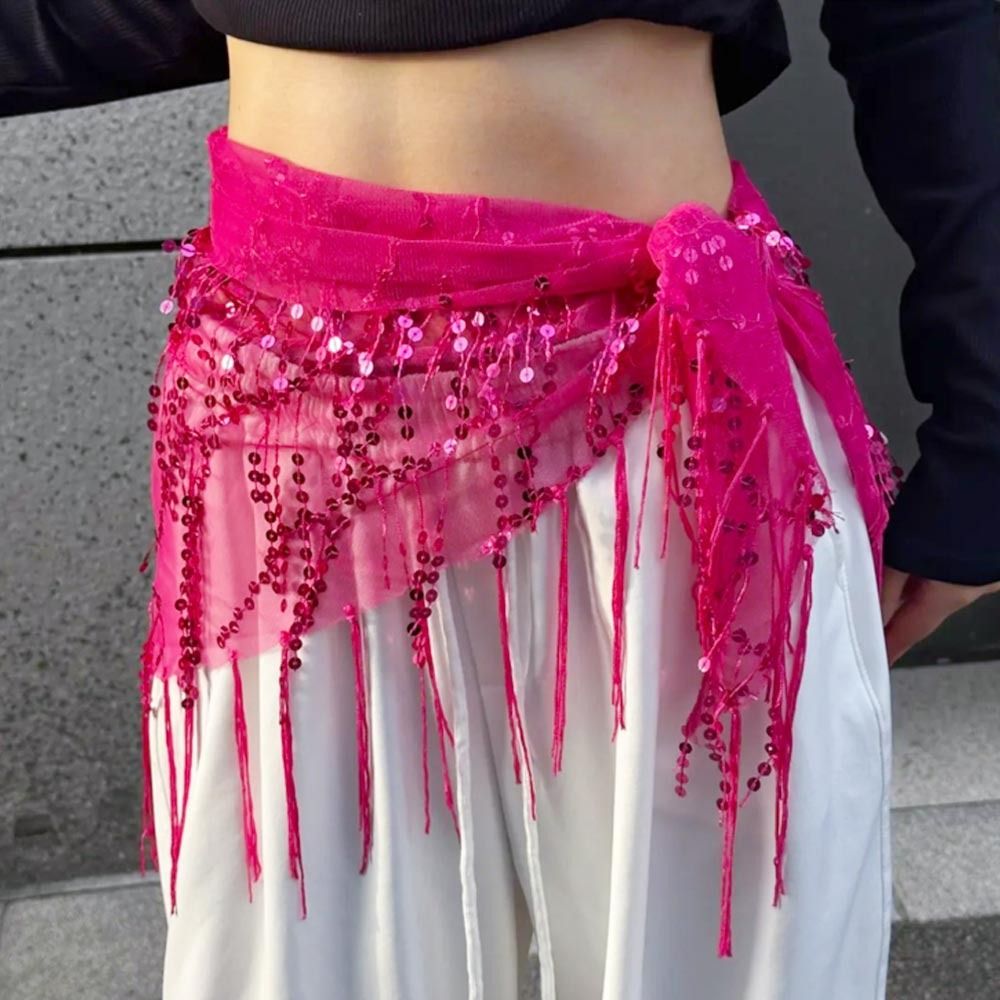 Street Fashion Thailand - Fashion Sequins Belly Dance Belt Tassels