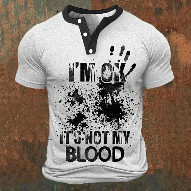 Street Fashion Men - Funny 3D Letter Print Men's Henley