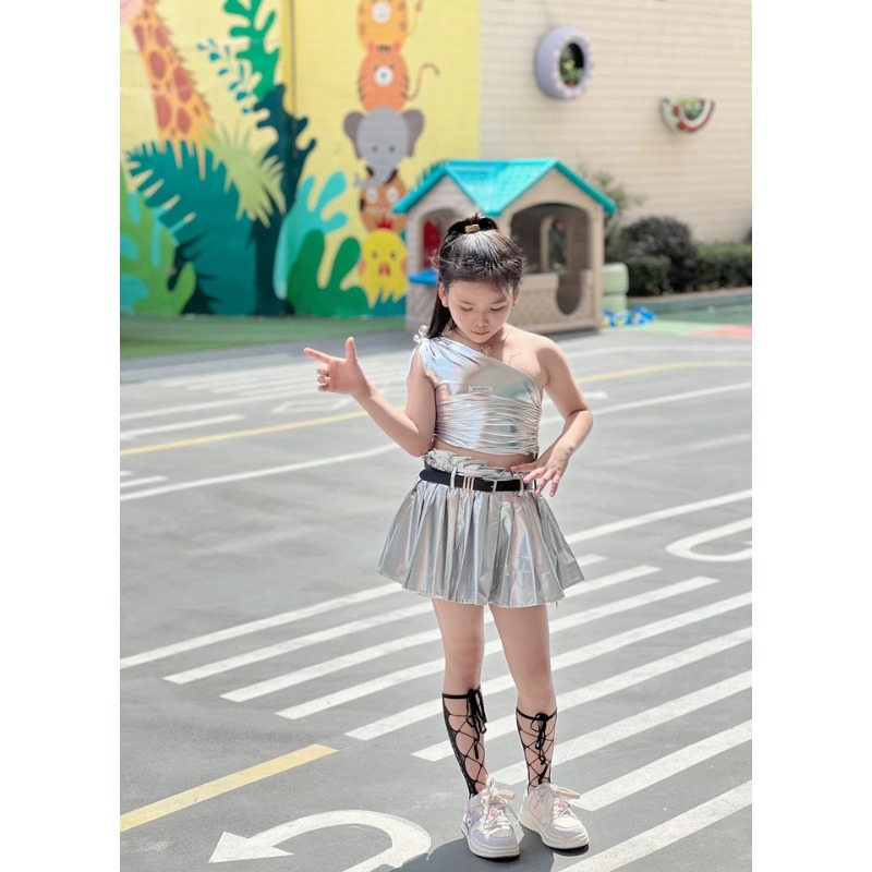 Street Fashion Runway - Jazz Kpop Dance Costume Girls Silver