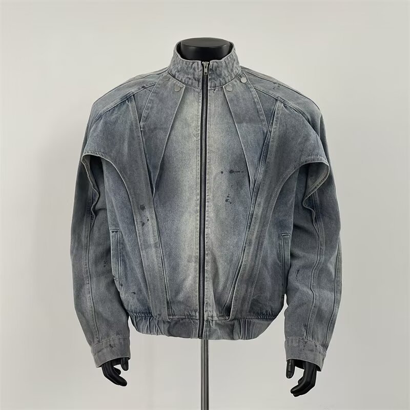 Distressed Dirty Denim Jacket  - Street Fashion Vibes ulasan dan harga