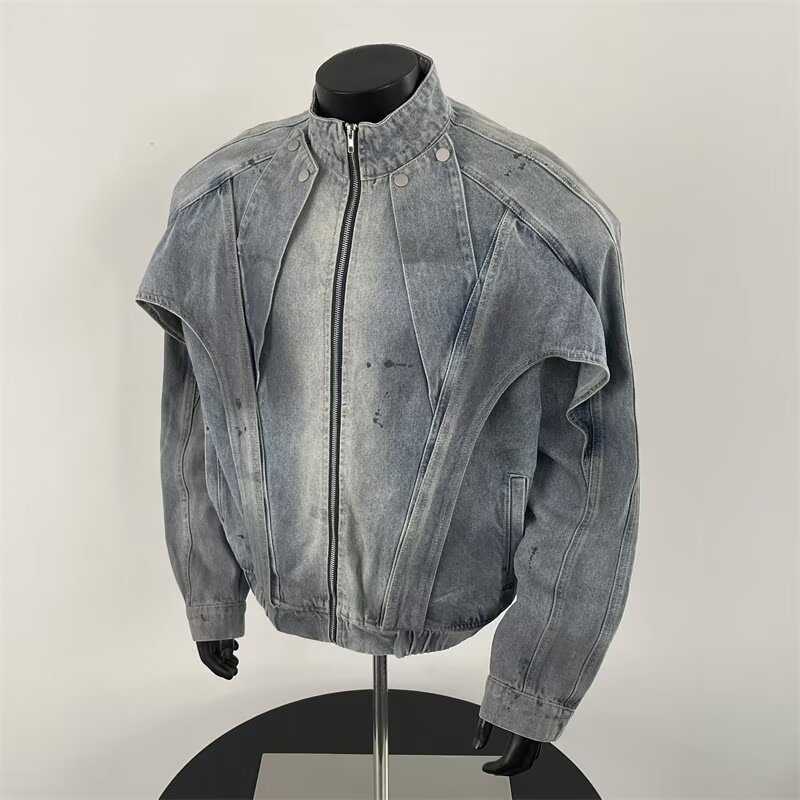 Distressed Dirty Denim Jacket  - Street Fashion Vibes ulasan dan harga