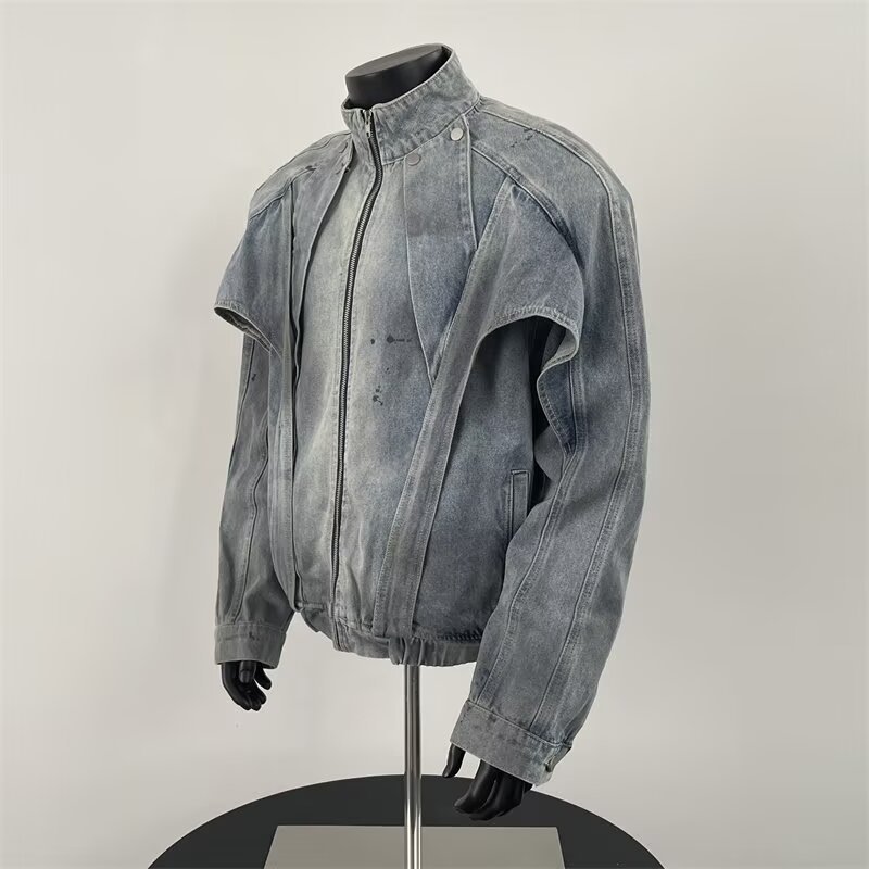 Distressed Dirty Denim Jacket  - Street Fashion Vibes ulasan dan harga