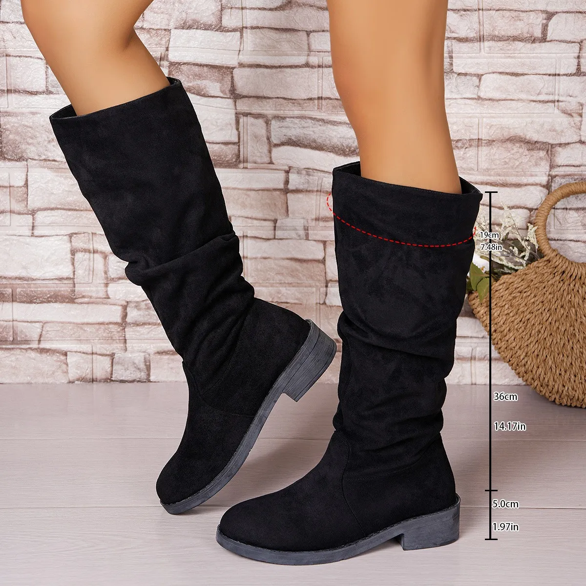 Pleated Boots Women Faux Suede - Street Fashion Winter ulasan dan harga
