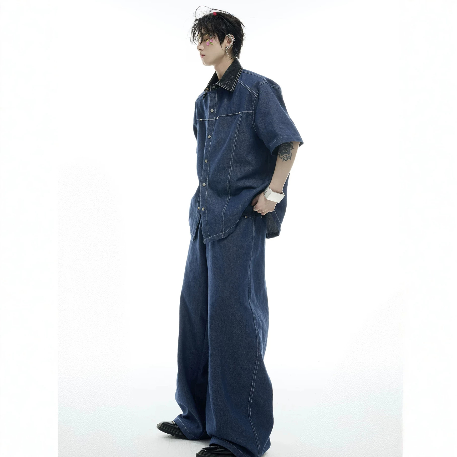 Summer Men's Denim Matching Se - Street Fashion American ulasan dan harga