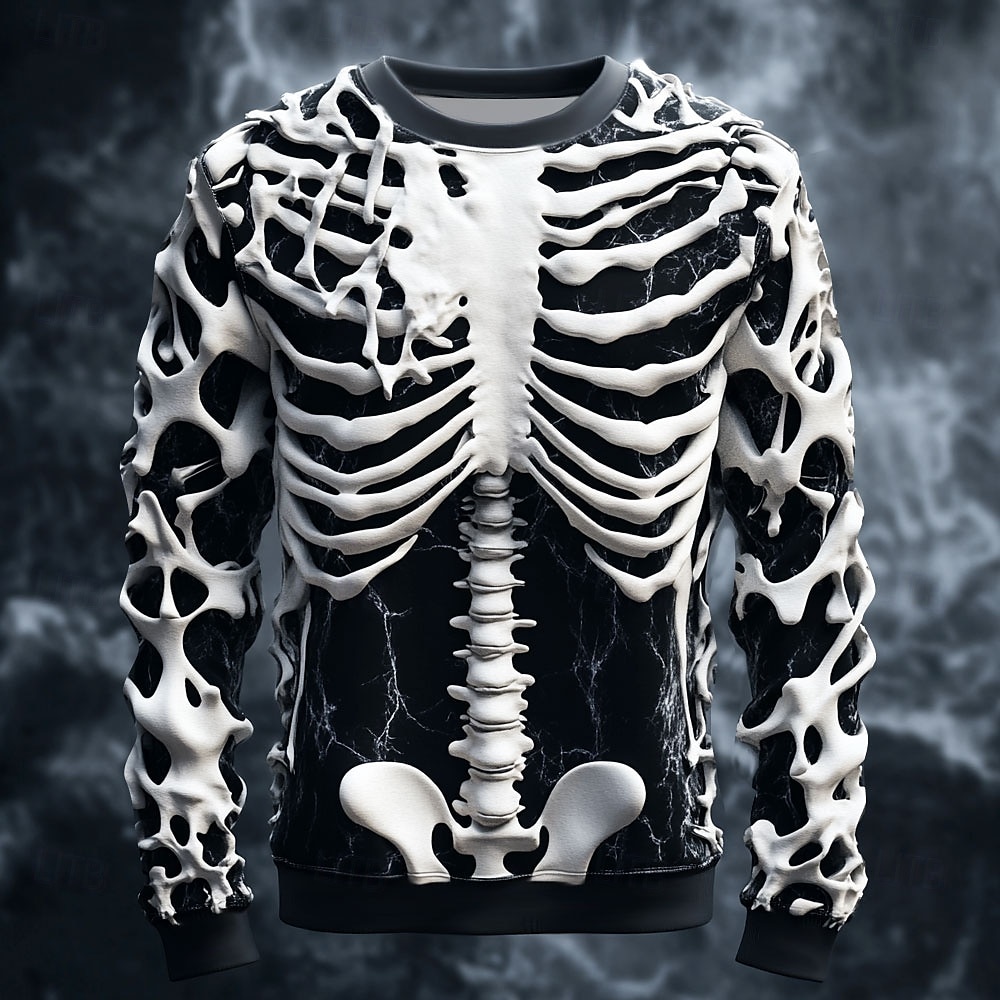 Funny 3D Skull Print Men's T-s - Street Fashion Men ulasan dan harga