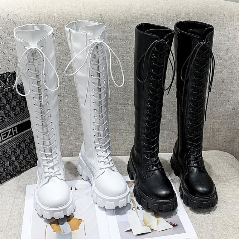 Women Knee High Boots Lace Up  - Street Fashion Winter ulasan dan harga