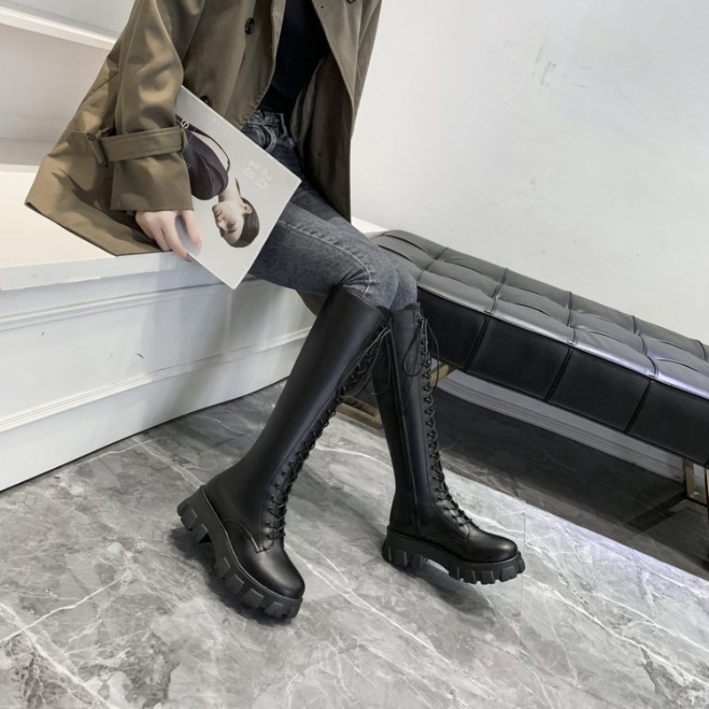 Women Knee High Boots Lace Up  - Street Fashion Winter ulasan dan harga